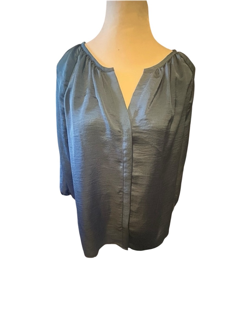 Talbots Slate Blue V‑Neck Peasant Blouse- size 12